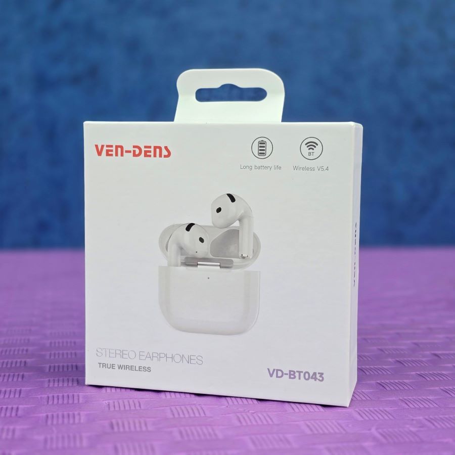 Ven-Dens VD-BT043 TWS Wireless Earbuds – Bluetooth 5.0 Stereo Earphones with 300mAh Charging Case & Deep Bass