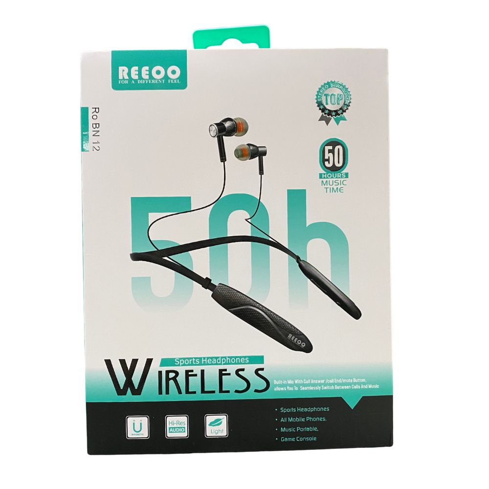 Reeoo RO BN13 Wireless Neckband Earphone – Bluetooth 5.3 Magnetic Sports Neckband with Long Battery Life & Type-C Fast Charging