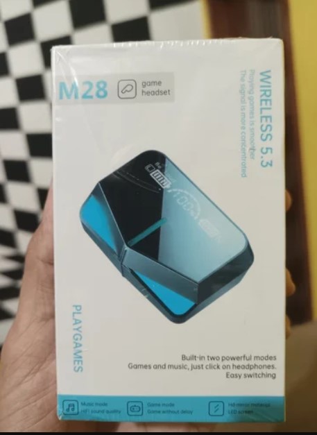 M28 TWS Wireless Gaming Earbuds – Bluetooth 5.1 Low Latency RGB Earphones with 2000mAh Power Bank Case