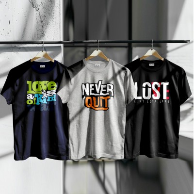 Unique Design Cotton T-Shirt 3-Piece Combo Pack