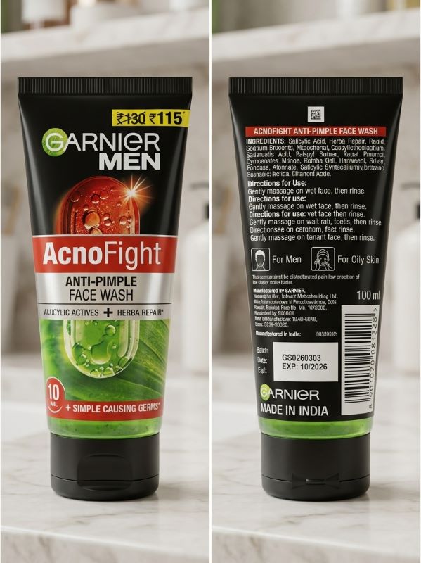 Garnier Men Acno Fight Anti-Pimple Face Wash Gel Cleanser