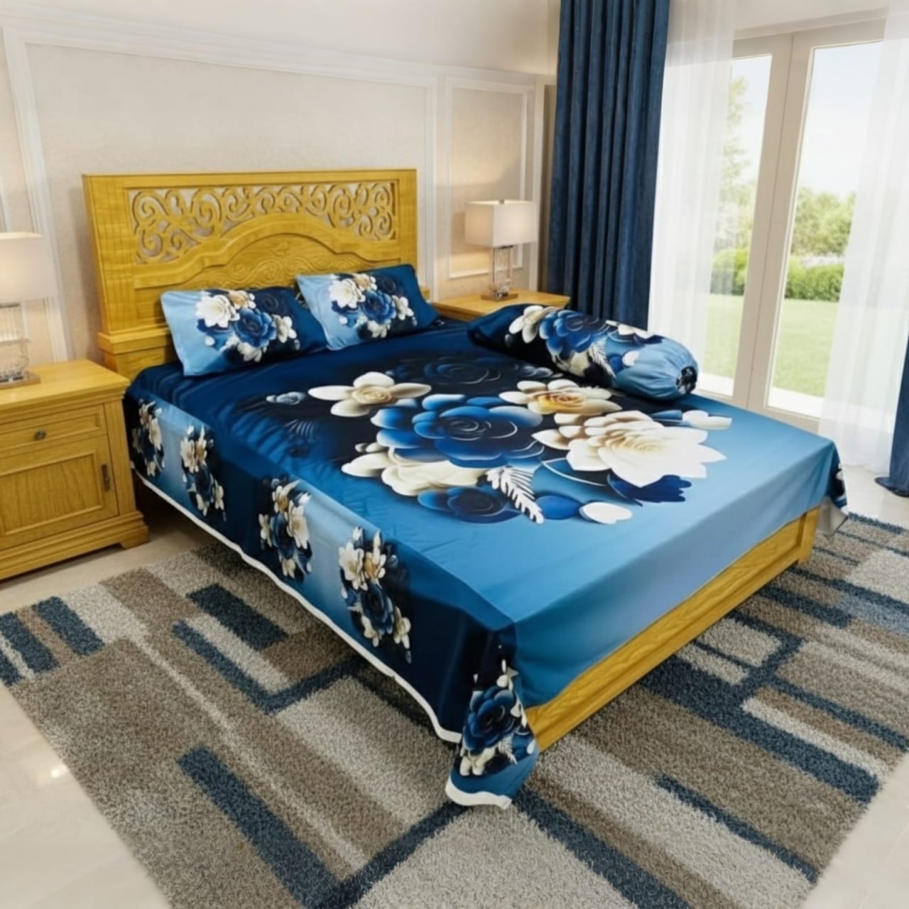 Water Proof China Premium 3D Design Bed Sheet King Size (7.8ft/6.8ft)