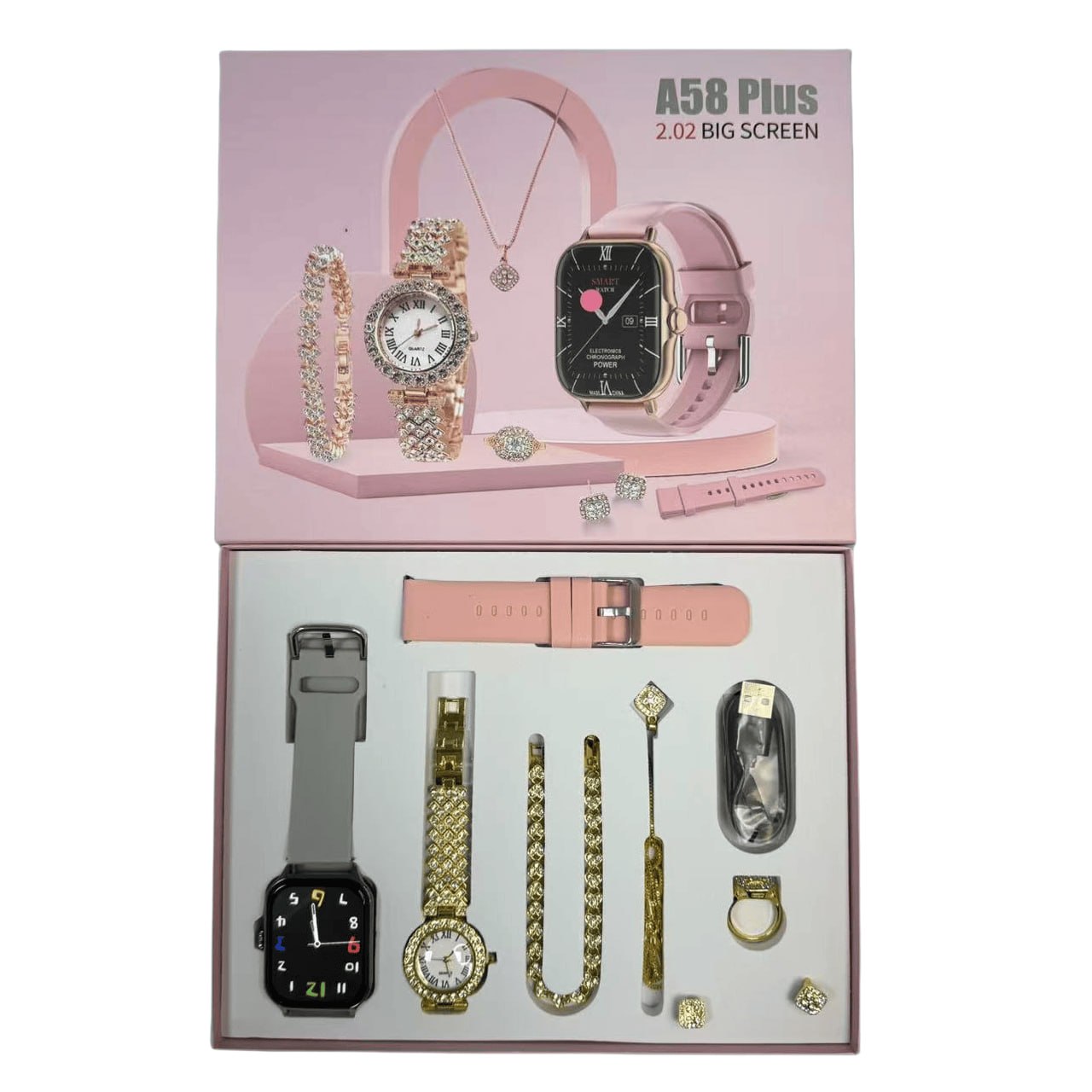 A58 Plus Smartwatch Gift Set For Girls ( 8 in 1)-