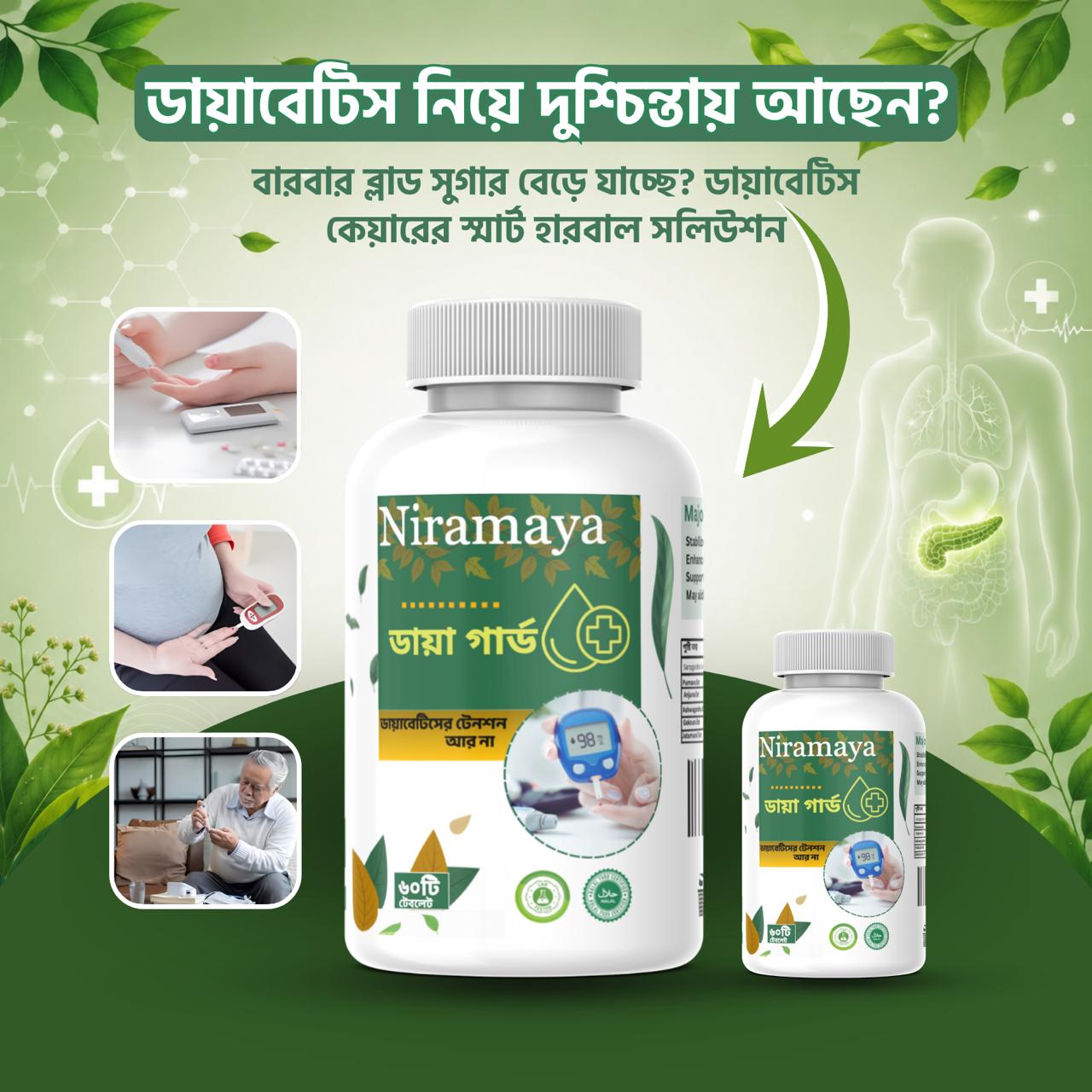 ডায়াবেটিস নিয়ন্ত্রণ ও রক্তে সুগার শর্করা ঠিক রাখতে ভেষজ সাপ্লিমেন্ট