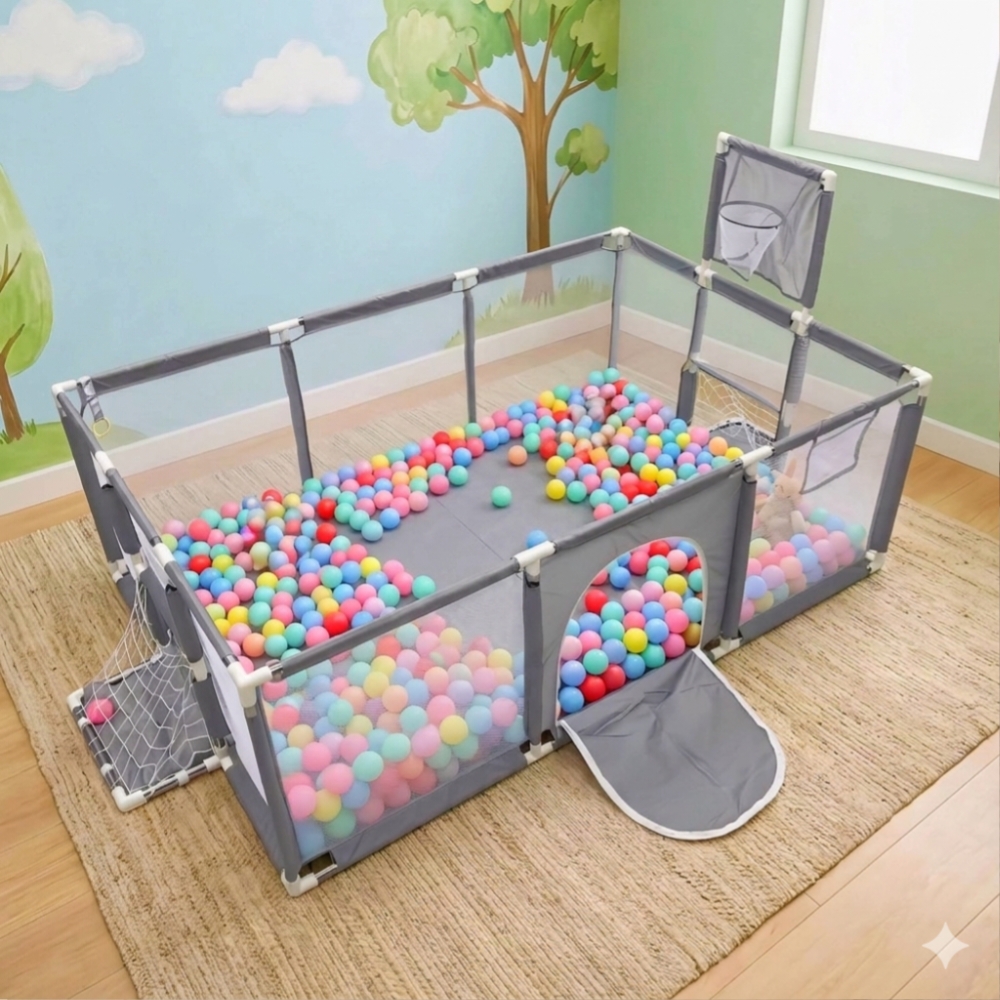 4×6 Feet Baby Playpen with 50 Balls &amp; Waterproof Foam Mat