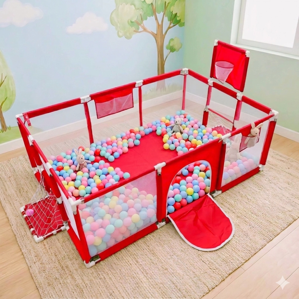 4×6 Feet Baby Playpen with 50 Balls &amp; Waterproof Foam Mat